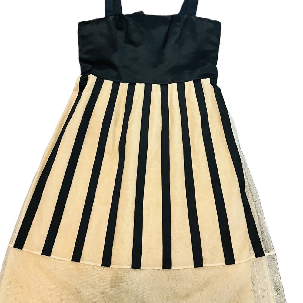 Akris 100% Silk Dress with Sheer Mesh Skirt & Vertical Stripe Detail ,US 8 - Picture 11 of 11